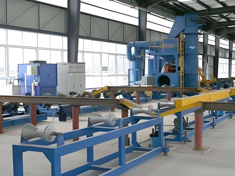 Shot blasting machine for inner and outer walls of steel pipes